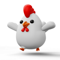 Cute cartoon chicken, animal character, 3d rendering png