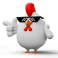 mignonne dessin animé poulet, animal personnage, 3d le rendu png