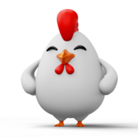 mignonne dessin animé poulet, animal personnage, 3d le rendu png