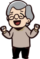 Old person feeling happy png graphic clipart design