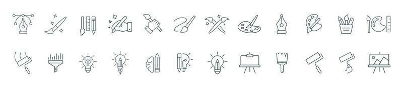 Art icon, Creativity, and paint icon set line art vector