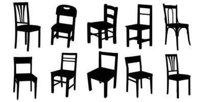 Ten Wooden Chairs Silhouette vector, Chair silhouette vector. vector