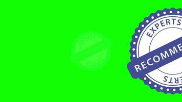 expert recommended text stamp animation green and white background video