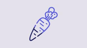 Blue Carrot icon isolated on purple background. 4K Video motion graphic animation