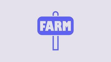 Blue Location farm icon isolated on purple background. 4K Video motion graphic animation