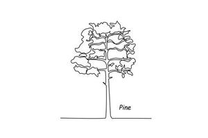 Single one line drawing pine. Tree concept. Continuous line draw design graphic vector illustration.