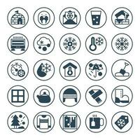 Circle glyph icons for Winter season. vector