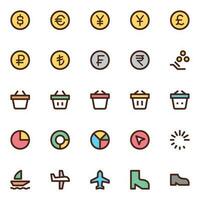 Filled color outline icons for User interface. vector