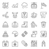 Outline icons for Winter season. vector