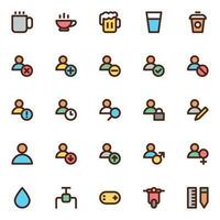 Filled color outline icons for User interface. vector