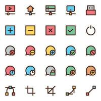 iconos de contorno de color rellenos para la interfaz de usuario. vector