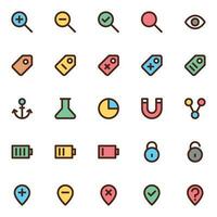 Filled color outline icons for User interface. vector