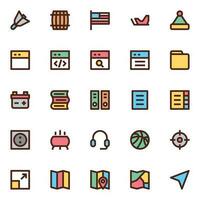 Filled color outline icons for User interface. vector