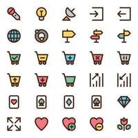 Filled color outline icons for User interface. vector