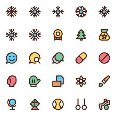 Filled color outline icons for User interface.