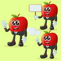 Cute apple characters in advertising vector