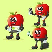 Cute apple characters in finance vector