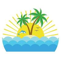 tropical isla ilustración con palma árbol vector