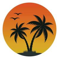 Illustration of an island with a palm tree vector