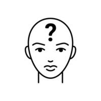 Anonymous, head with sign question, guess and think, line icon. Who person concept, search suitable candidate, invisible man. Vector illustration