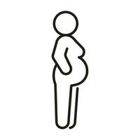 Pregnant woman with belly, line icon. Prenatal period, pregnancy. Motherhood, parent in expecting baby. Black color linear sign. Vector