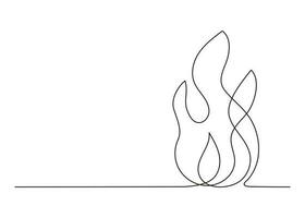 fuego continuo soltero Arte línea dibujo. fuego forma, hoguera, gas icono. vector ilustración