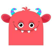 Red monster with horns, smile and teeth vector