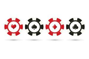Casino chips for poker or roulette. Elements for logo, website or background. Casino icons, vector