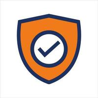 shield icon blue and orange insurance flat icon single icon vector