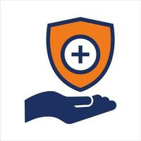 single icon blue and orange insurance flat icon vector