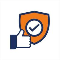 shield icon blue and orange insurance flat icon vector