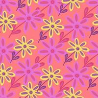 Hand drawn floral wallpaper. Cute flower seamless pattern. Naive art style. vector