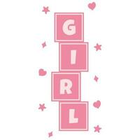 Charming Baby Girl Blocks. Baby Shower Design. Vector illustration