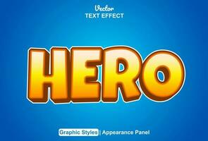 hero text effect with orange graphic style and editable. vector