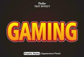 gaming text effect with orange color graphic style and editable. vector