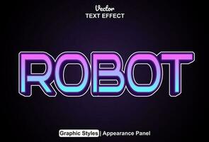 robot text effect with blue color graphic editable style vector