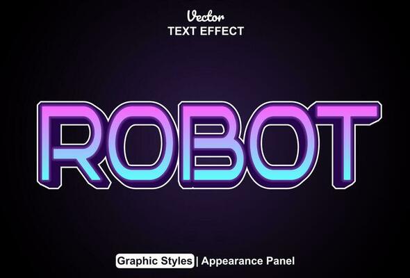robot text effect with blue color graphic editable style