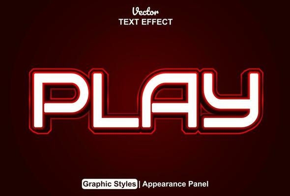 play text effect with red color graphic style editable