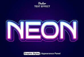 neon text effect with blue color graphic style and editable. vector