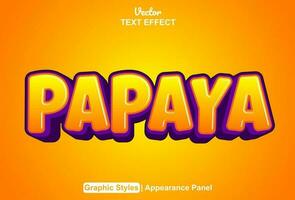 papaya text effect with orange graphic style and editable. vector