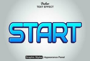 start text effect with blue color graphic style and editable. vector