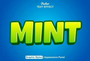 mint text effect with green color graphic style and editable. vector