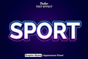 sport text effect with blue color graphic style and editable. vector