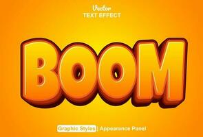 boom text effect with orange graphic style and editable. vector