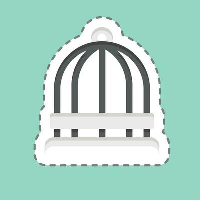 Sticker line cut Bird Cage. related to Decoration symbol. simple design editable. simple illustration