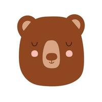 Kawaii Face Bear. Scandinavian face bear. Element for print, postcard and poster. Vector illustration