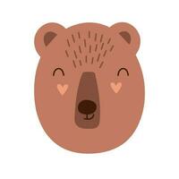 Kawaii Face Bear. Scandinavian face bear. Element for print, postcard and poster. Vector illustration