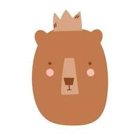 Kawaii Face Bear. Scandinavian face bear. Element for print, postcard and poster. Vector illustration