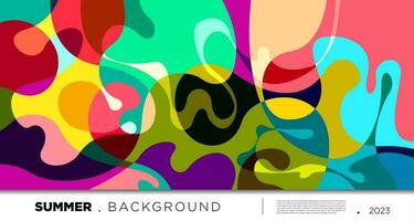 Vector colorful abstract fluid and geometric background for summer 2023