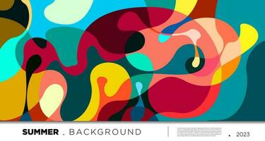 Vector colorful abstract fluid and geometric background for summer 2023